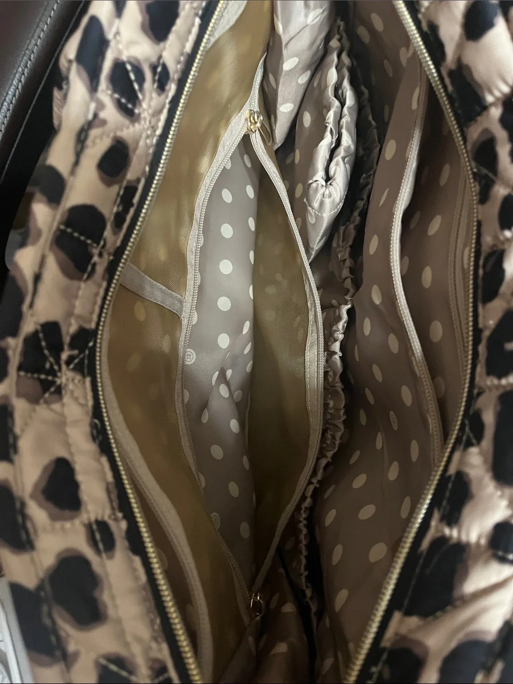 Quilted Leopard-Print Baby Bag in Navy and White